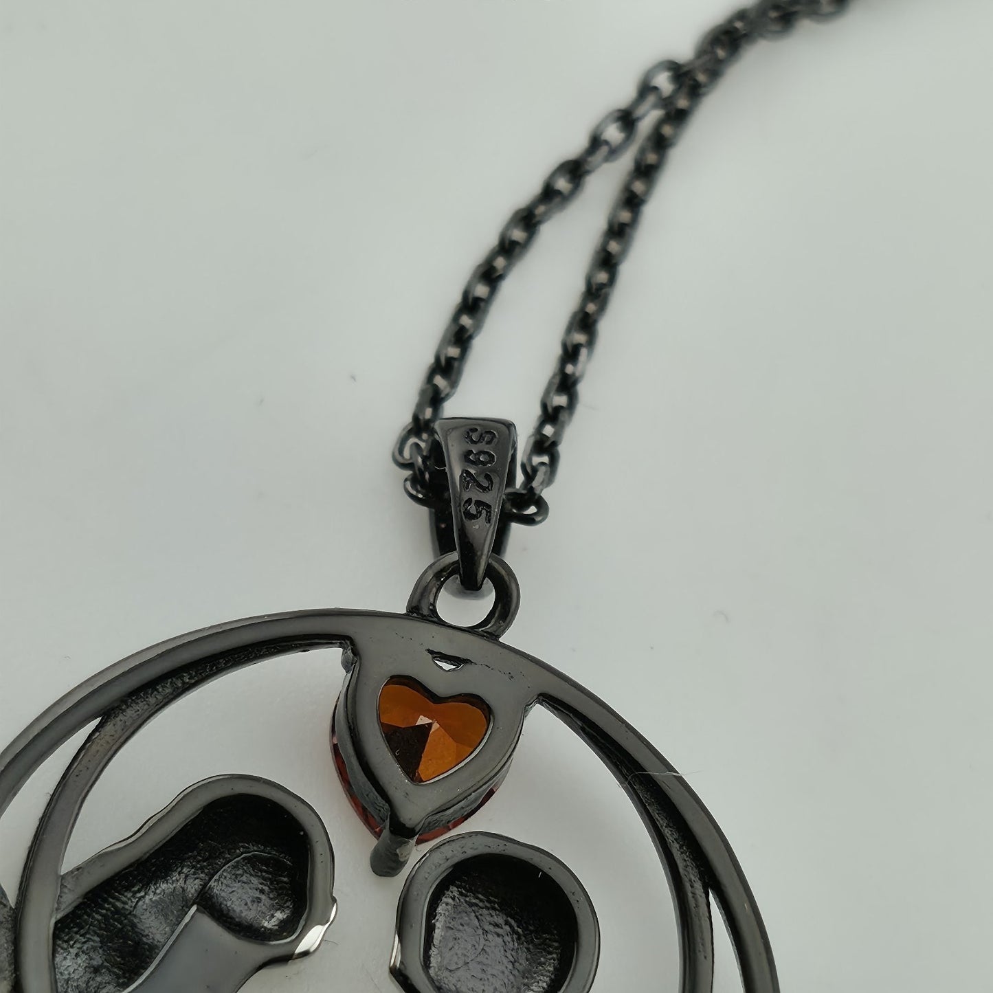 Nightmare Before Christmas Jack & Sally Heart Pendant Necklace 925 16” Gothic