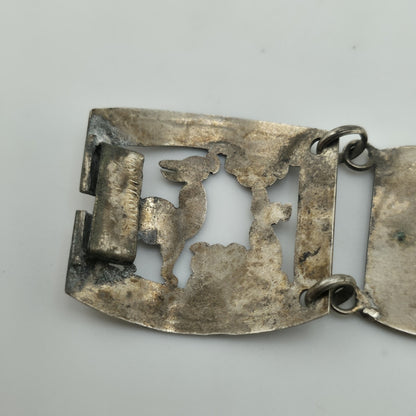 Vintage Sterling Peruvian Story Panel Link Bracelet Cultural Motif Design 15.5g