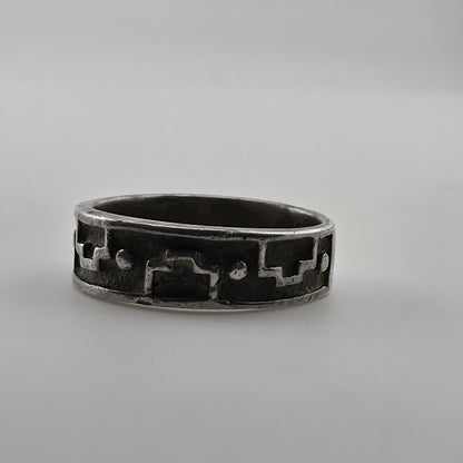 Vintage Sterling Silver Southwestern Band Ring Geometric Pattern Size 5 Jewelry