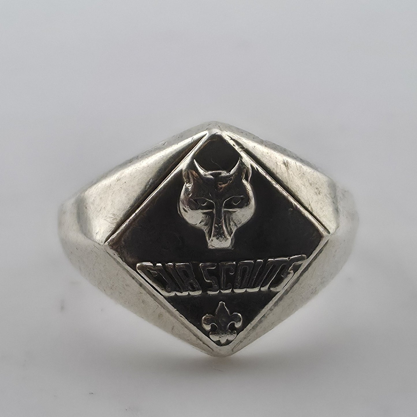 Boy Scouts Sterling Silver Ring Size 7 BSA Wolf Cub Scout Fleur De Lis Jewelry