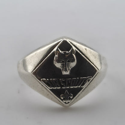 Boy Scouts Sterling Silver Ring Size 7 BSA Wolf Cub Scout Fleur De Lis Jewelry