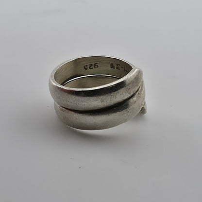 Vintage Mexico 925 Sterling Silver Wrap Ring Size 7 Modernist Coil Band 1m34 Mcm