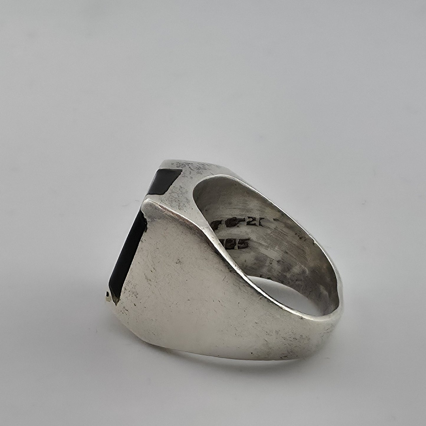 Vintage Mexico 925 Sterling Silver Black Onyx Signet Ring Size 9.5 17.4g Mens