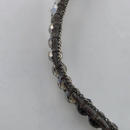 Nakamol Woven Hematite Quartz Bead Necklace / Wrap Bracelet Brown 35”