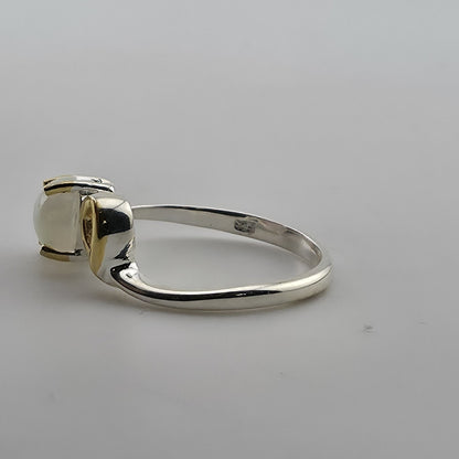 Natural Opal Ring 925 Sterling Silver Unique Gold Accent Size 5.25 Jewelry