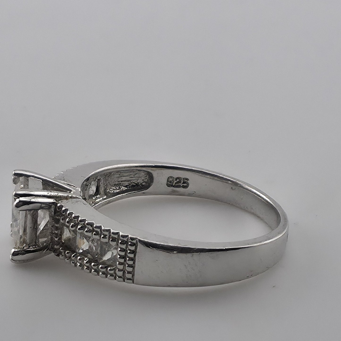 Sterling Silver Princess Cut CZ Ring Size 9.75 Wedding Engagement Jewelry