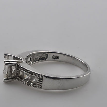 Sterling Silver Princess Cut CZ Ring Size 9.75 Wedding Engagement Jewelry