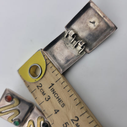 Vintage Taxco Mexico 925 Sterling Silver Modernist Snake Dangle Earrings Mcm