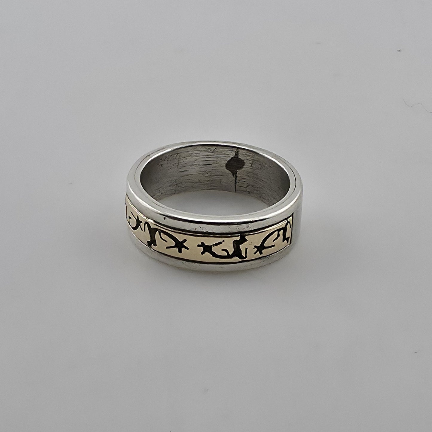 P Skeets Navajo Sterling Silver 14K Gold Kokopelli Band Ring Southwest Size 5.5