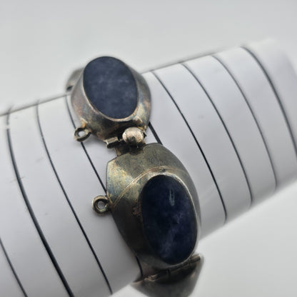 Vintage Taxco Mexico 925 Sterling Silver Blue Sodalite Link Bracelet 6.75 Signed