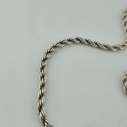 Solid Sterling Silver 925 Rope Chain Necklace 24” 47.2g Heavy Twist Link Italy