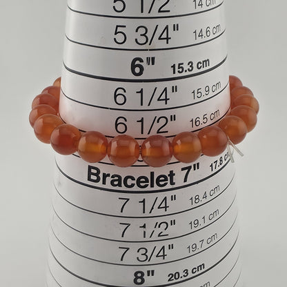 Carnelian Beaded Stretch Bracelet Orange Gemstone 6.5" Jewelry