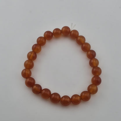 Carnelian Beaded Stretch Bracelet Orange Gemstone 6.5" Jewelry