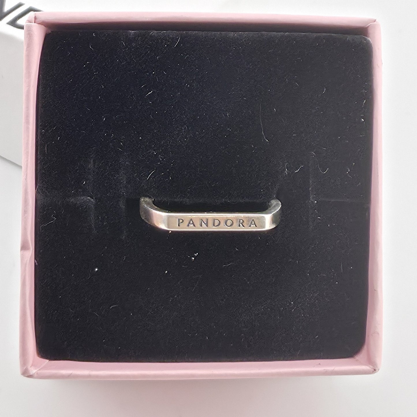 Pandora sterling silver logo bar stacking ring with a geometric design New 925