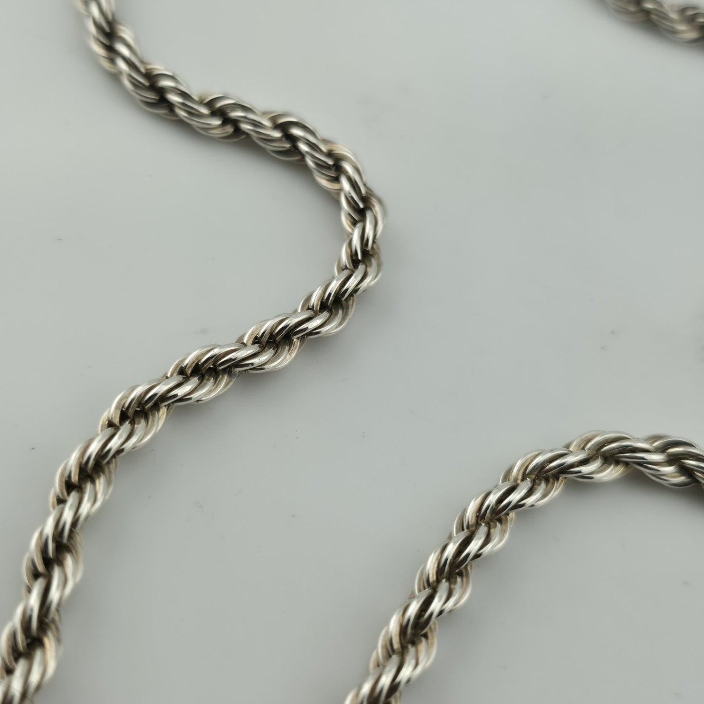 Solid Sterling Silver 925 Rope Chain Necklace 24” 47.2g Heavy Twist Link Italy