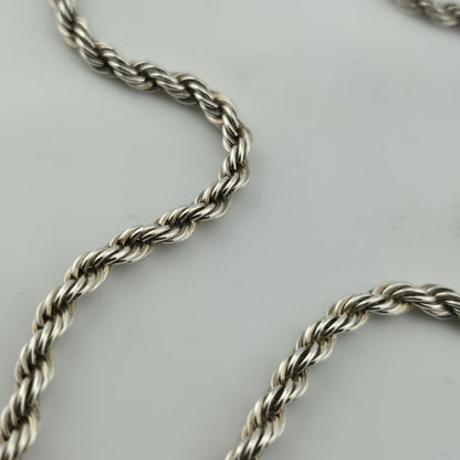 Solid Sterling Silver 925 Rope Chain Necklace 24” 47.2g Heavy Twist Link Italy