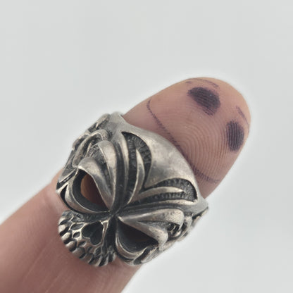 925 Sterling Silver Tribal Skull Ring Gothic Biker Heavy Mens Size 8
