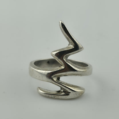 Sterling Silver Ring Zigzag Abstract Modernist Size 8.5 Vintage