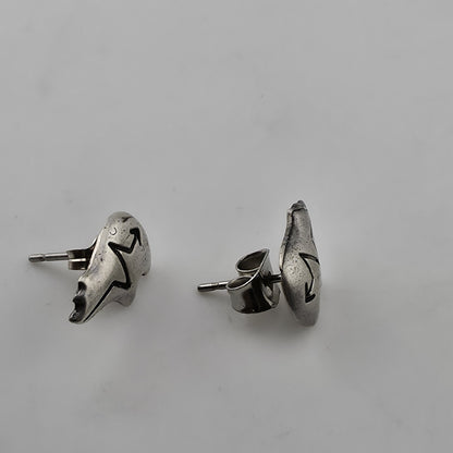 Vintage 925 Sterling Silver Bear Stud Earrings Southwest Native Animal Totem