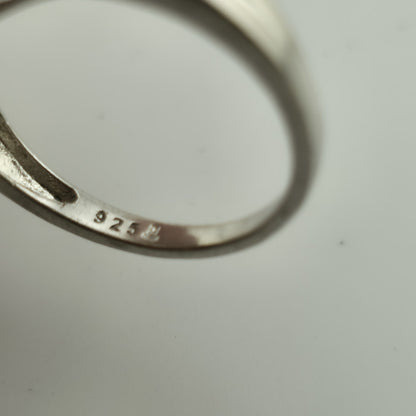 Sterling Silver Ring 925 Mom Heart Diamond Two Tone Size 8.75 Vintage