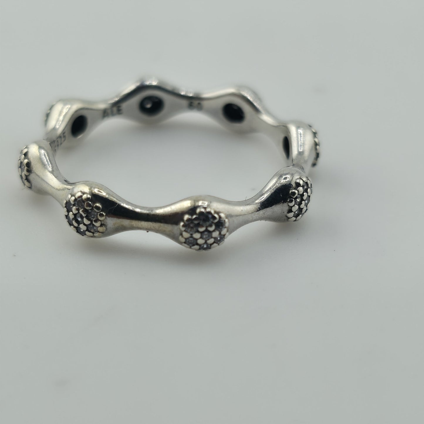 Pandora Pave LovePods Ring Size 9 Sterling Silver CZ Modern Designer 925 ALE