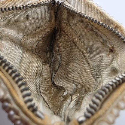 Vintage Faux Pearl Beaded Coin Purse Paris eiffel tower 1950s Bag Clutch 4x3