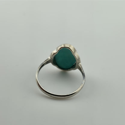 Birks Sterling Silver Green Stone Ring Size 6.5 Vintage