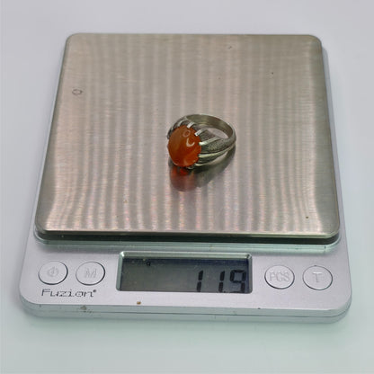 Vintage 925 Sterling Silver Carnelian Cocktail Ring Size 6 Gothic Jewelry