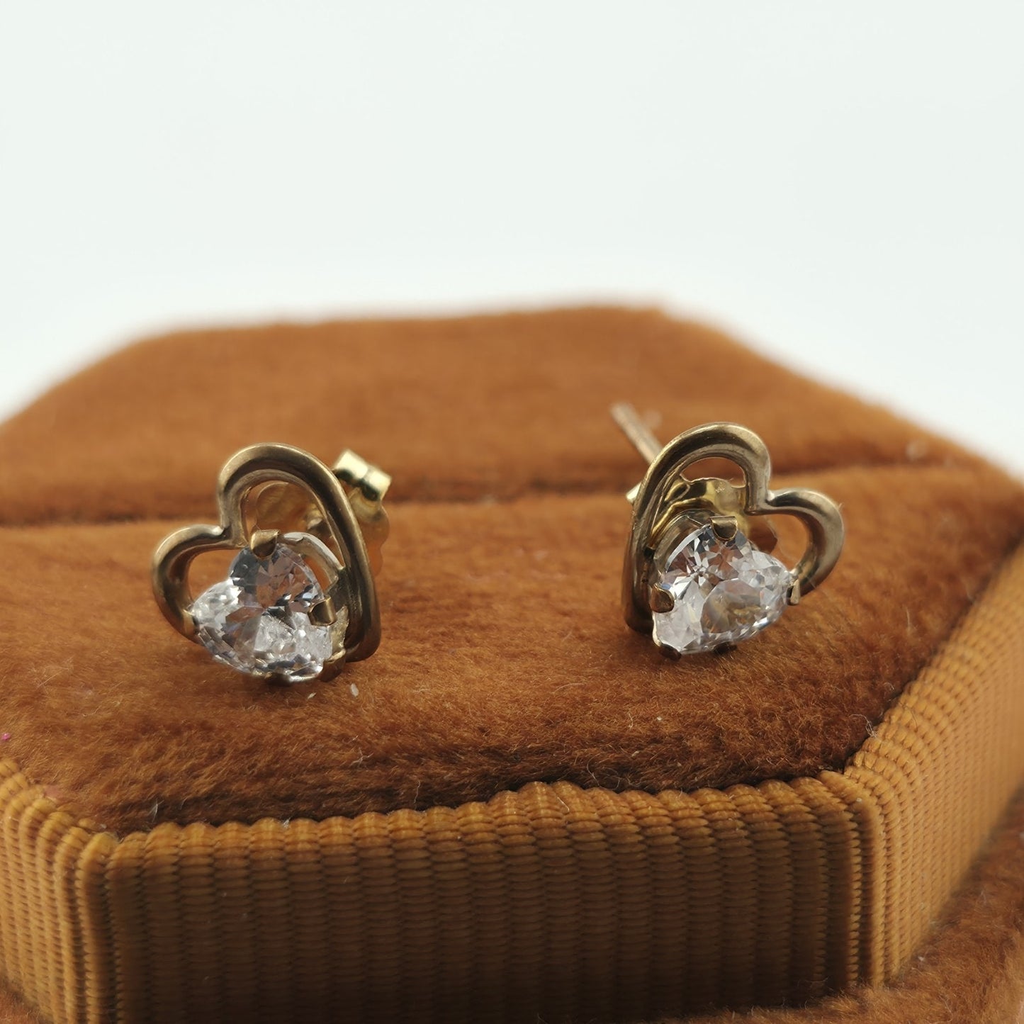 10k Yellow gold earrings JCM Heart Shaped Cz Valentines Dainty cute Jewelry