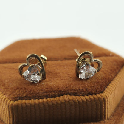 10k Yellow gold earrings JCM Heart Shaped Cz Valentines Dainty cute Jewelry