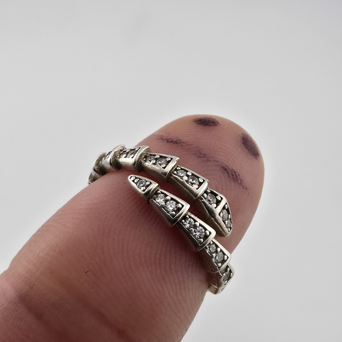 Sterling Silver Adjustable Ring with Pave Accents Missing Stones Size 7 Jewelry
