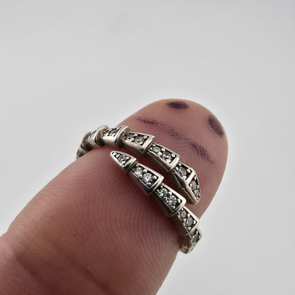Sterling Silver Adjustable Ring with Pave Accents Missing Stones Size 7 Jewelry