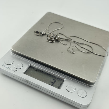 Sterling Silver 925 CZ Flower Pendant Necklace 18” Dainty Box Chain