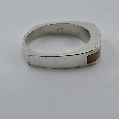 Vintage 925 sterling silver Mother Of Pearl rainbow inlay Ring Band Size 9.25