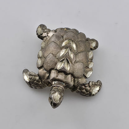 Vintage Sterling Silver Turtle Brooch 925 Figural Sea Turtle Pin Jewelry