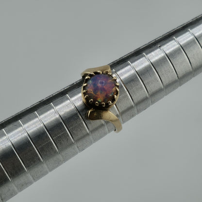 10K Yellow Gold Opal Ring Size 6.5 Vintage BDA Fiery Opal Statement Ring Vintage