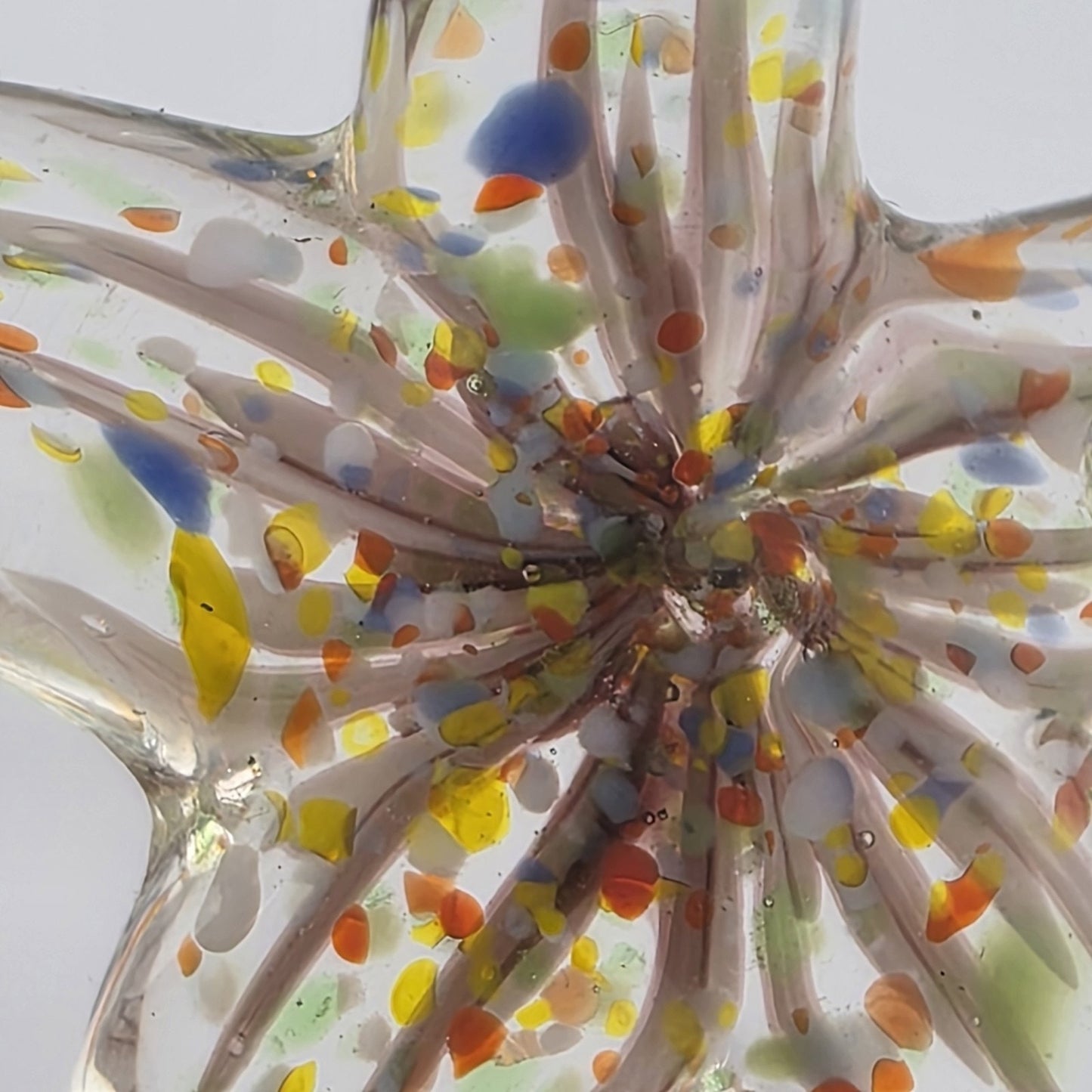 Art Glass Starfish Pendant Clear Multicolor Hand Blown Glass Decor Jewelry