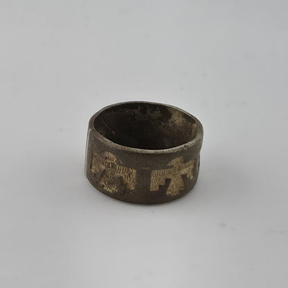 Vintage Navajo Copper Thunderbird Band Ring Size 6 Southwestern Tribal Boho
