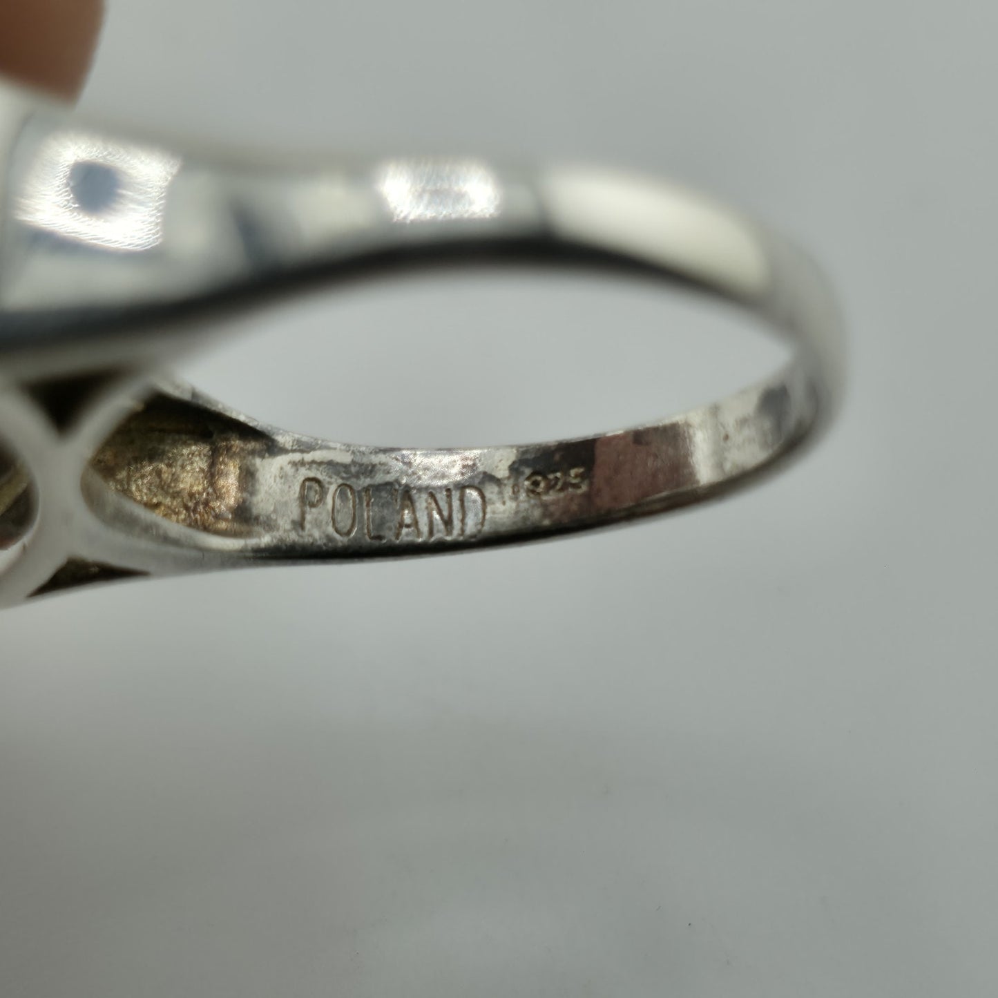 Vintage Baltic Amber Ring 925 Sterling Silver Poland Cognac Honey Sz 7.5