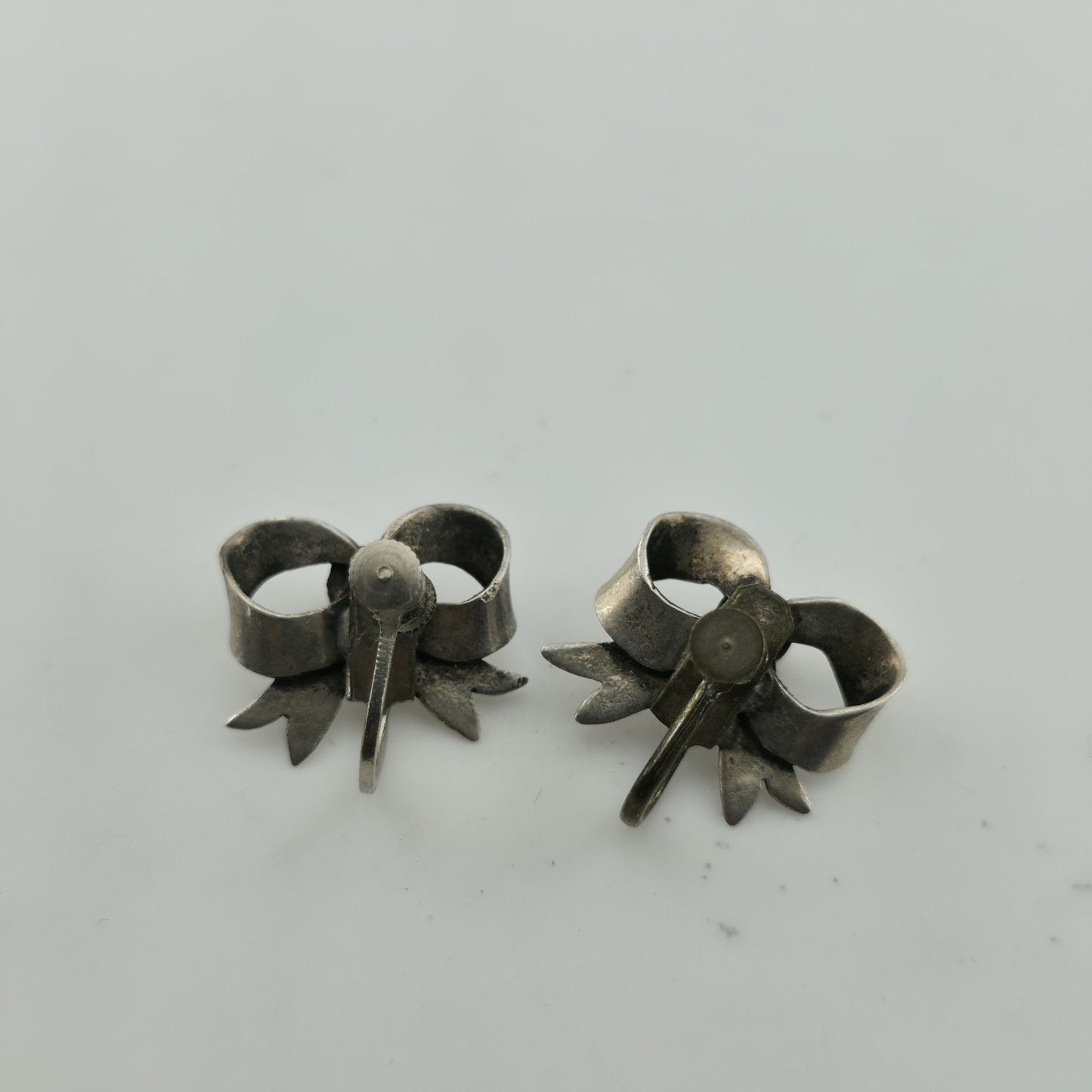 Vintage Sterling Silver Turquoise Bow Earrings Southwestern Ribbon Jewelry