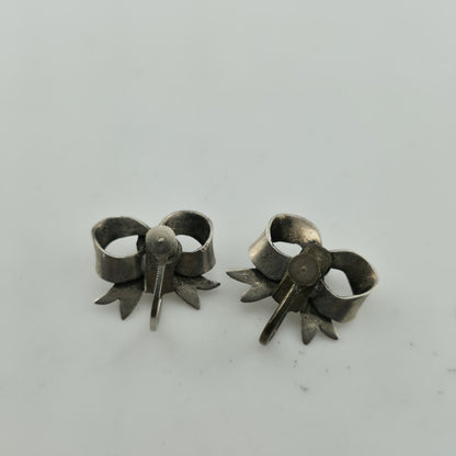 Vintage Sterling Silver Turquoise Bow Earrings Southwestern Ribbon Jewelry