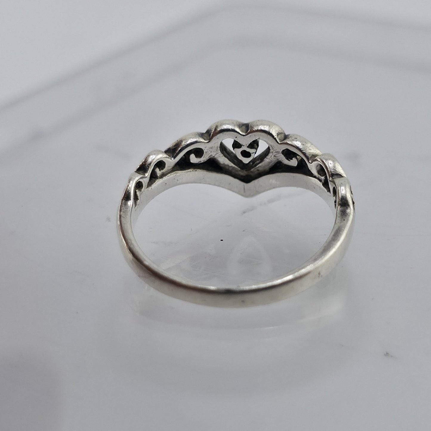 Sterling Silver Princess Tiara Crown Ring Heart Size 7.5