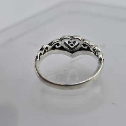 Sterling Silver Princess Tiara Crown Ring Heart Size 7.5