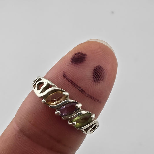 Sterling Silver 925 Avon Birthstone Ring Size 8.75 Vintage Colorful Dainty Stack