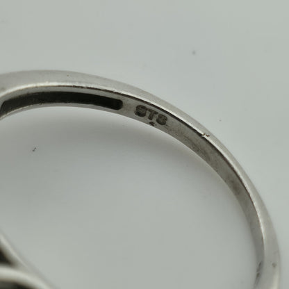 Sterling Silver Ring 925 Gray Quartz Stones Three Square Size 8