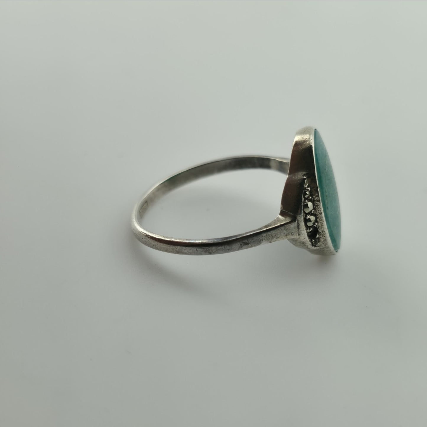 Birks Sterling Silver Green Stone Ring Size 6.5 Vintage