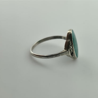 Birks Sterling Silver Green Stone Ring Size 6.5 Vintage