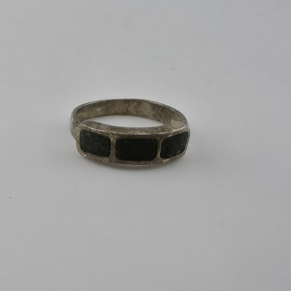 Vintage Sterling Silver Inlay Band Ring Size 7 Southwestern Modernist Geometric