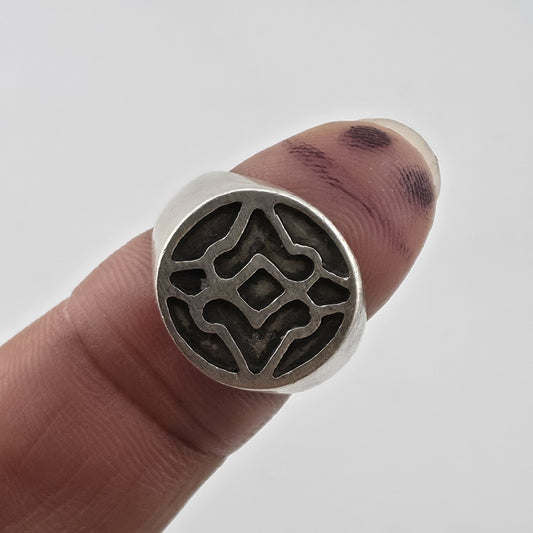 Vintage Sterling Silver Modernist Ring Mid-Century Size 8 Abstract