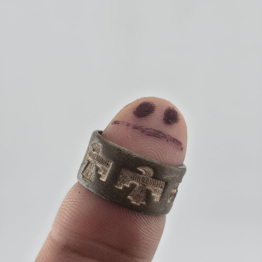 Vintage Navajo Copper Thunderbird Band Ring Size 6 Southwestern Tribal Boho